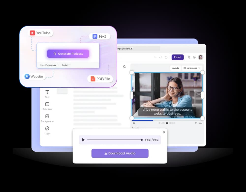 On-demand podcast production — screenshot of the Textalky workflow